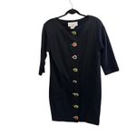 Adrienne Vittadini  Vintage Black‎ Wool Dress With Ornate Gold & Jewel Toned 6 Photo 1