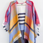 Aerie Plaid Multi Rainbow Beach Shrug Blanket Cardigan Poncho Photo 1