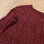 Madewell  maroon Eyelet Tiered Button Back Top size medium Photo 1
