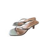 Abound  Tina Kitten Heel Sandal Size 6 Silver Open Square Toe Photo 2