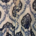 ZARA  Metallic Baroque Sheer Overlay Balloon Sleeve‎ Maxi Dress Blue Size Small Photo 7