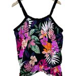 Swim Solutions Women's Floral Multicolor Underwire Tankini Top Size 24W Photo 0