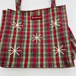 Longaberger  2009 Tote Snowflake/Holiday Plaid Fabric 9" x 9.5" Double Handle Photo 1