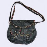 Y2K Fairy Boho Hippie Hobo Grunge Goth Floral Faux Leather Black Photo 0