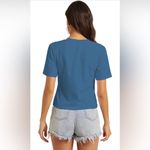 Women's Casual Loose Short Sleeve Crop Top Crew Neck Tee Shirt (66) Blue Photo 2
