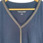 Soft Surroundings Womens M Beaded V Neck 3/4 Mesh Sleeves Hem Dressy Dark Teal Photo 2