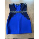 Guess  Dress Woman's Size 8 Stretch Cobalt Blue Black Lace & Pleather Michele Photo 7