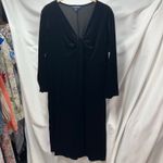 Lands' End  Womens 18 V-Neck Long Sleeve Black Velvet Shift‎ Dress Classic Photo 7