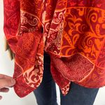 Sucrefas (S) Orange Floral Oversized Boho Beach Short Sleeve Top Blouse Photo 1