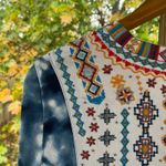 John Mark  Women's Embroidered V-Neck Tunic Top Blue Tie Dye Size L Photo 6