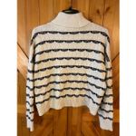 Joie  Women’s Cable Knit Cropped Turtleneck Sweater White Black Size XL (5462) Photo 4