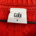 CAbi Cable Knit Cardigan Sweater Stretchy Button Front Bright Orange Women Small Photo 4