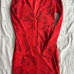 Edikted  Cutout Red Long Sleeve Dress Photo 0