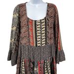 Anthropologie Easel Paisley Babydoll Tiered Ruffle Long Sleeve Bohemian Tunic Dress Small Photo 5