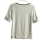 Ralph Lauren Lauren Faux Suede Trim Short Sleeve Boat Neck Women's Blouse Small Photo 6