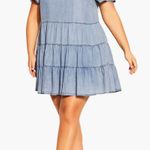 City Chic NWT - Tiered Denim Minidress Light Denim Casual Travel Chambray Comfort Photo 0