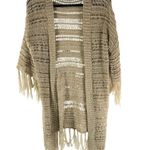Womens Crochet Fringe Bohemian Cardigan Duster Open Front Beige L? Tan Size L Photo 0