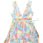 Lulus Perfectly Divine Blue Floral Tulle Tiered Ruffle Midi Dress Sz M NWT Size M Photo 6