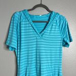 Free Country Swim Cover Up Size S Hooded Ruched Sides Lightweight Blue Turquoise Photo 2