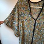 ZARA Yellow and Black Floral Tunic v-neck Top Photo 5