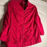 Chico's  Casual Zip Up Lightweight Stretch Jacket Hot Pink Gathered Size 2 Large Photo 0
