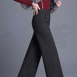 Tanming Women's Casual High Waist Trousers Wool Blend Cropped Wide Leg Pants Photo 0
