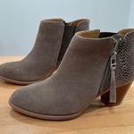 Vionic Anne Ankle Boots Women's Booties Suede Beige Snakeskin Print Side Zip 7 Photo 1