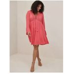 Torrid  Pink Gauze Lace-Up Bell‎ Sleeve Skater Dress Size 2X Photo 1