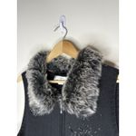 Vtg CJ Banks Womens 2X Sweater Vest Faux Fur Collar Sleeveless Snowflake Beads Black Photo 2