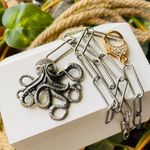 Handmade Octopus Paper Link Pewter Link Chain Necklace Photo 0