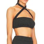 We Wore What New Tie Halter Bra Top Ribbed Knit Crop Top Charcoal Size Small Photo 1