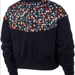 Nike NEW Sweatshirt Cropped Black With Floral Print Fleece Women's Large $65 Photo 5