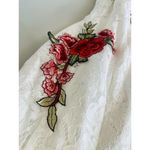 Luxxel  White Lace Dress With Embroidered Roses SMALL​​​​​​​​​​​​​​​​​​ Photo 9