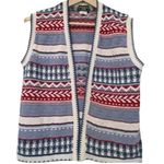 Vintage Fisherman Nostalgic Sweater Vest Womens Size Med Patriotic Blue Red Photo 4
