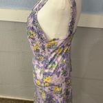 Up Front Pastel Floral Print SZ Medium 32” Long Ruffled bust Polyester Stretch  Photo 1