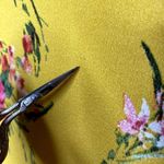 Ces Femme Short Flutter Sleeve Round Neck Floral Blouse Lightweight Small Yellow Photo 5