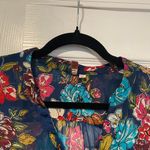 Kut From The Kloth  Size MP Navy Blue Floral Sheer Long Sleeve Button Down Top Photo 1
