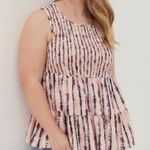 Torrid NWTs Pink Black Striped Tie Dye Smock Tiered Tank Top Size 3 Photo 2