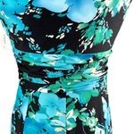 Jones Studio Dress Blue Green Floral 8 V-Neck Sleeveless Side Zip New Photo 6