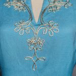 Jade Melody Tam Sleeveless Embroidered Dress Turquoise Gold Sz L V Photo 4