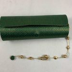 Vintage Gold Green tube snap floral clutch Photo 1