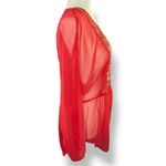 American Rag BEAUTIFUL Cie Embellished Sheer Chiffon Blouse Bright Coral, Size M Photo 3
