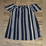 Indulge  Navy and White Striped Casual Dress Photo 5