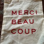 Claire V Merci Beaucoup Drawstring Pouch Dustbag Storage Bag white and red Photo 2