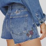 Reformation NWT Jean Shorts Cutoffs High Rise Raw Hem Embroidered Flowers 30 Photo 4