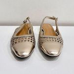 J. Crew Woven Block Heel Slingback Flat Shoes Light Metallic Gold Women's Size 9 Photo 1
