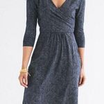 Mata Traders Organic Cotton 3/4 Sleeve Dress Size Small, Navy and Gray Print Blue Photo 0