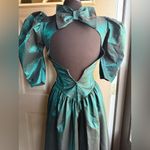 Vintage 80s Dance Allure taffeta bow midi formal dress, size small Blue Photo 4
