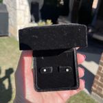 Natural Diamond Stud Earrings .30 Carat TW 14K White Gold Setting EUC Silver Photo 1