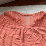 ⭐️ Peach Orange Long Sleeve Lace Inset V Neck Blouse Pink Photo 8